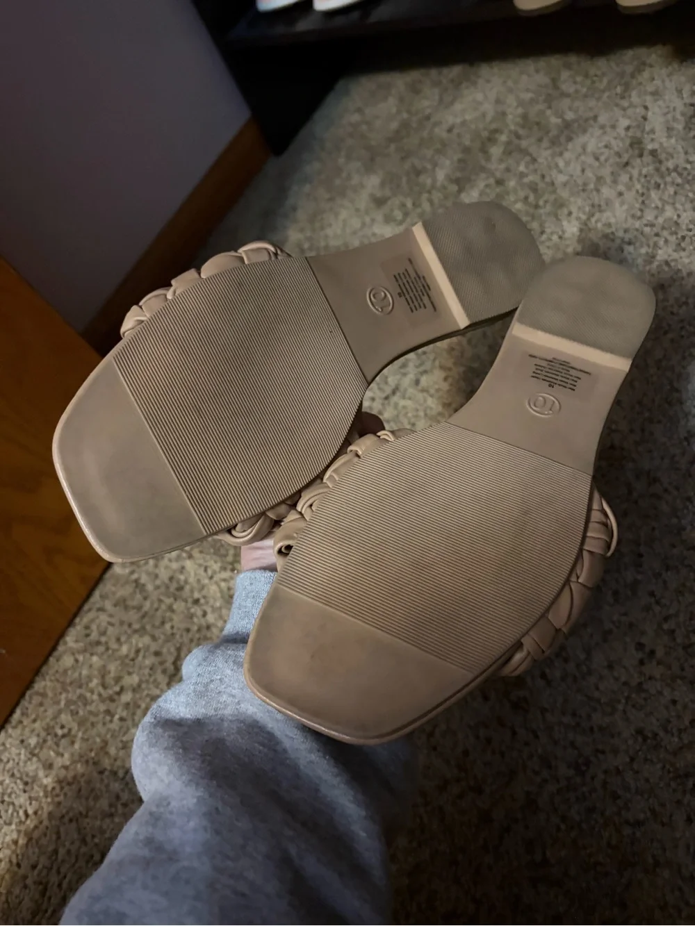 Braided Slide Sandals in Nude Tan